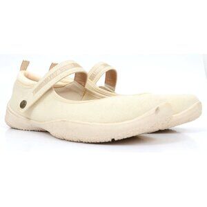 JSPORT Melody Mary Jane Flats Cream US 9 | Comfort Lightweight Shoes Hook & Loop